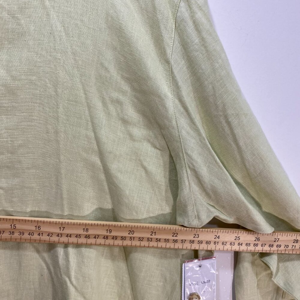 100%‎ Linen Top Tunic Button Up Shirt Womens 2X New Leaf Mother Pearl Buttons - Picture 6 of 8